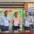 Firma de convenio interinstitucional entre Lundin Gold, GAD del cantón Yantzaza y Coordinación 7 del MSP en octubre de 2019.